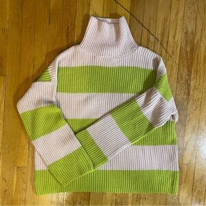 Oversized unisex striped knit sweater turtleneck